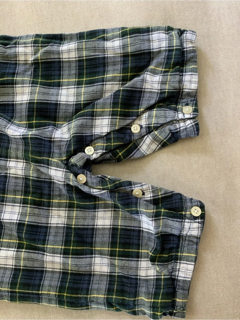 Ralph Lauren Green and White Plaid Button-Front One-Piece